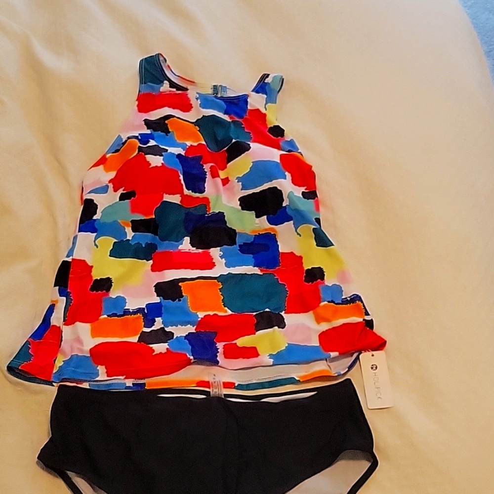 NWT Colorblock tankini set 18W